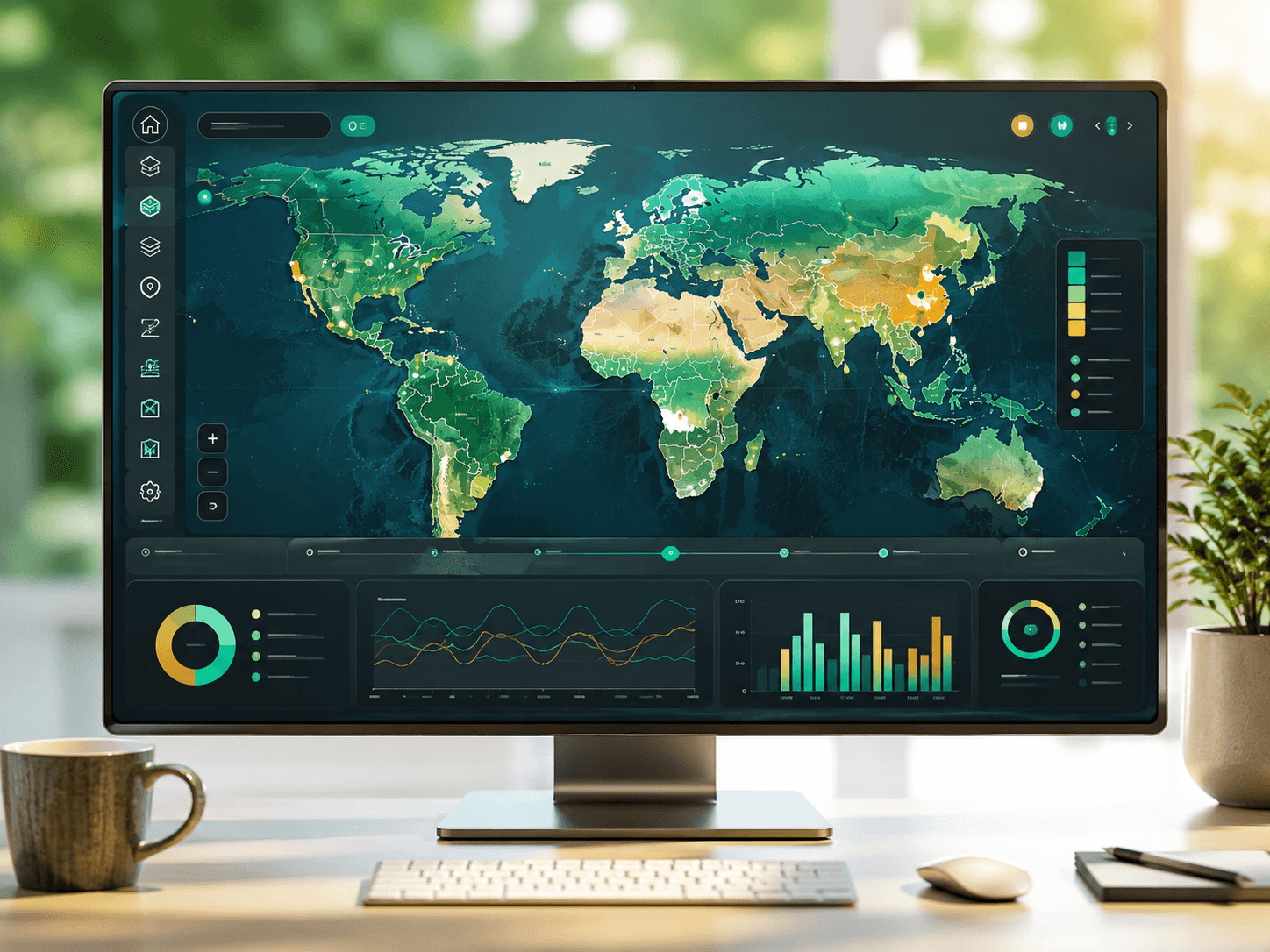 A desktop display presenting structured atlas and map data